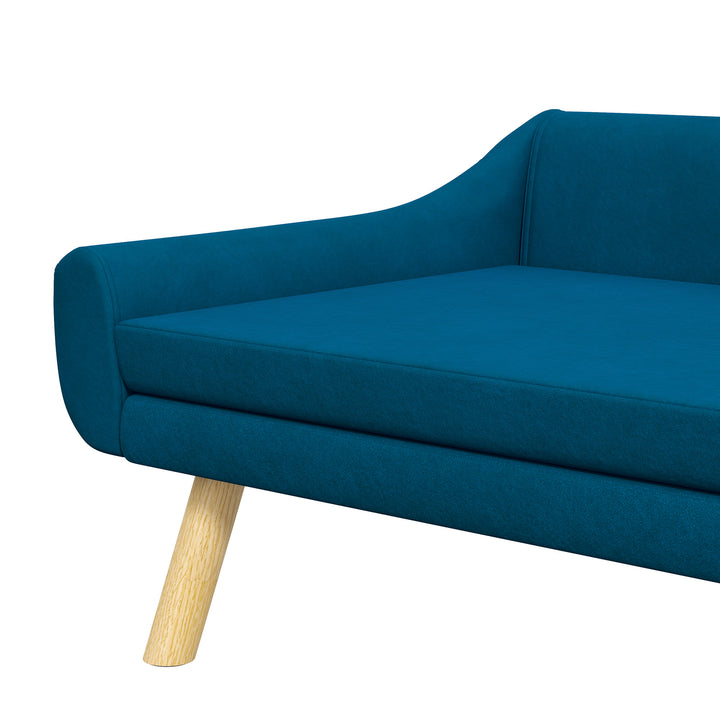 Dog Couch with Soft Cushion, Pet Sofa Bed with Wooden Frame, Removable Cover, for Medium and Large Dogs, Blue
