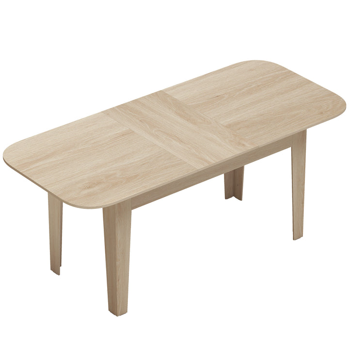 Extendable Oval Dining Table for 4-6, Modern Expandable Kitchen - Oak