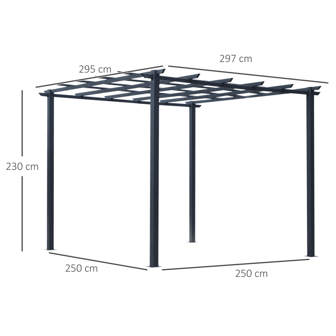 3 x 3 Meter Metal Pergola Garden Gazebo Grape Trellis for Climbing Plants Outdoor Sun Shelter Arbours