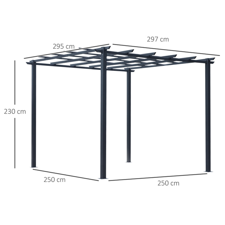 3 x 3 Meter Metal Pergola Garden Gazebo Grape Trellis for Climbing Plants Outdoor Sun Shelter Arbours