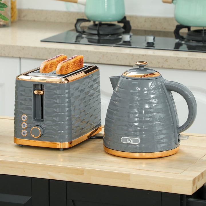 3000W 1.7L Rapid Boil Kettle &amp; 2 Slice Toaster, Kettle and Toaster Set with 7 Browning Controls and Crumb Tray