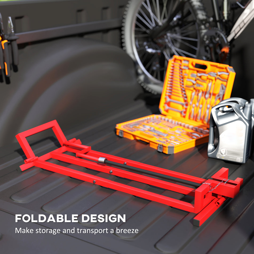 400 kg Foldable Ride-On Mower Jack Lift, Adjustable Steel Lifting Device, for Lawn Mower, ATV, Red