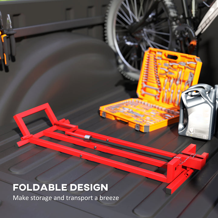 400 kg Foldable Ride-On Mower Jack Lift, Adjustable Steel Lifting Device, for Lawn Mower, ATV, Red