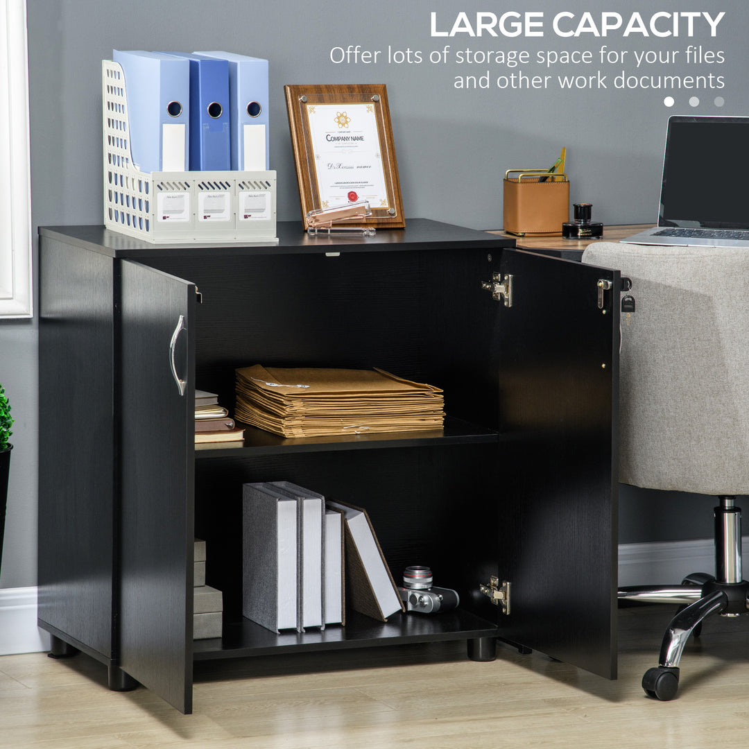 Two-Tier Locking Office Storage Cabinet - Black