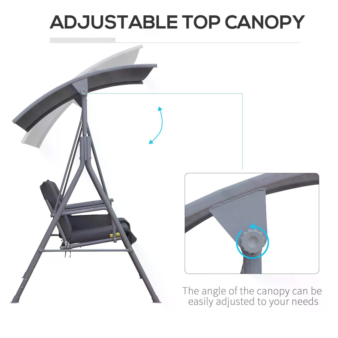 Steel Frame 2-Seater Swing Chair w/ Table Grey