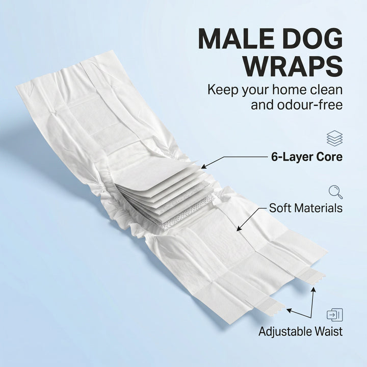 Dog Diapers Super Absorbent Leak-Proof Dog Nappies for Male Dogs Size 