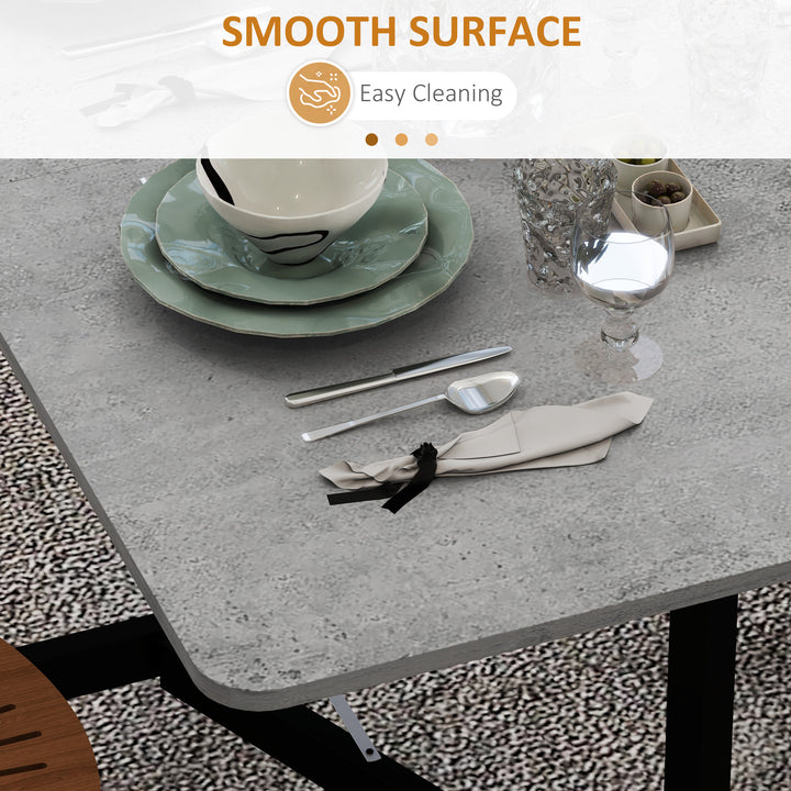 Mobile Drop Leaf Table, Folding Dining Table with 6 Wheels & Brakes, Kitchen Table for Small Spaces, Grey Marble Effect