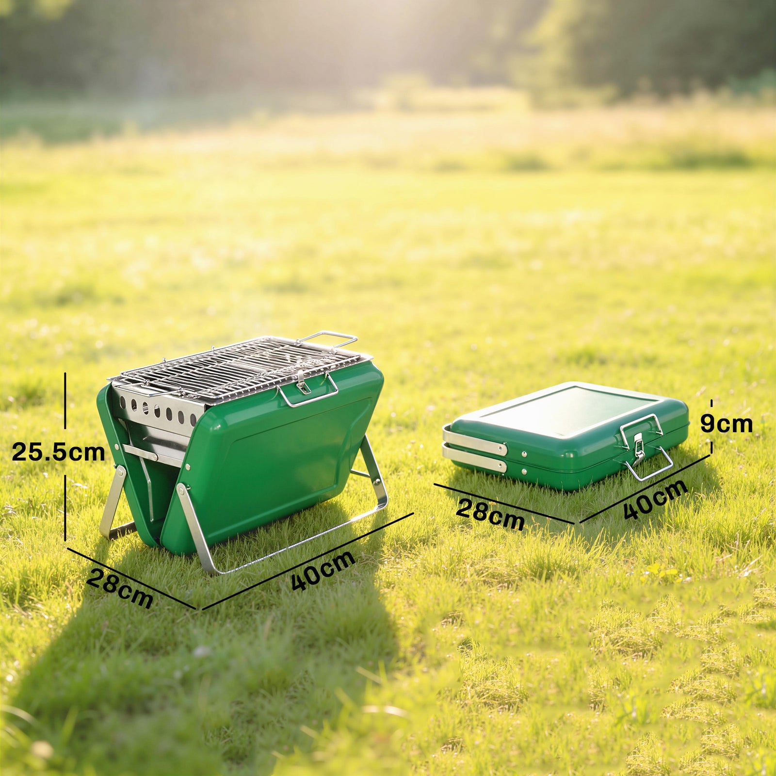 Charcoal BBQ Grill Portable Stainless Steel Barbecue with Tilting Grat