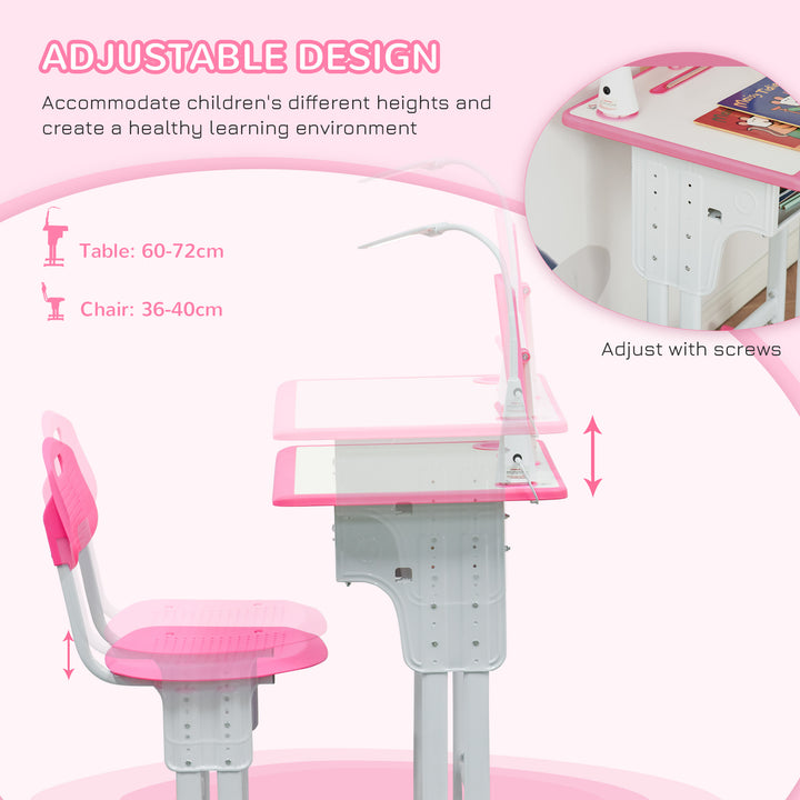 Kids Desk and Chair Set Adjustable Height Study Table Set with Drawer,