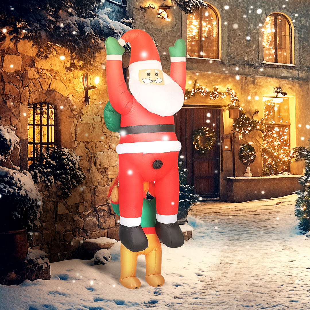 MCL 7FT Hanging Christmas Inflatable Santa with Dog, Christmas Blow Up Decoration with Built-in LED Lights for Garden, Indoor Outdoor Home Decor