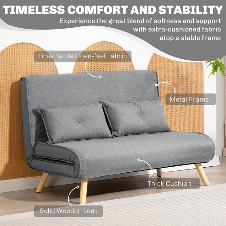 Two-Seater Linen-Look Sofa Bed - Grey