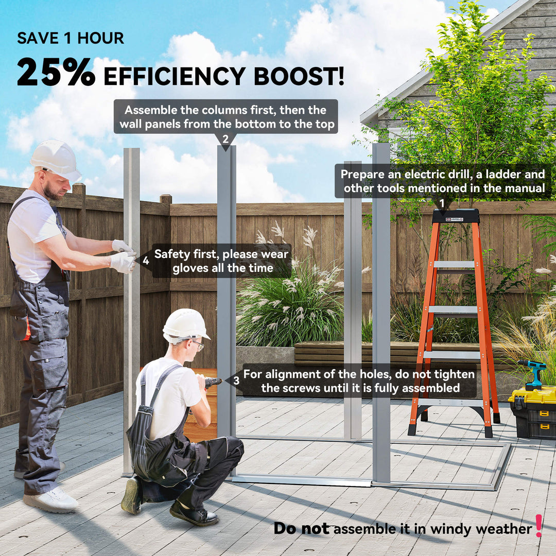 MCL 6.5 x 5ft Metal Garden Shed, House Hut Gardening Tool Storage with Ventilations, Sliding Door, Sloped Roof for Garden, Patio, Brown