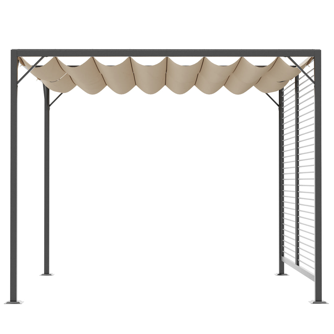 Outsunny 2.8m x 3m Retractable Metal Frame Outdoor Garden Pergola Beige