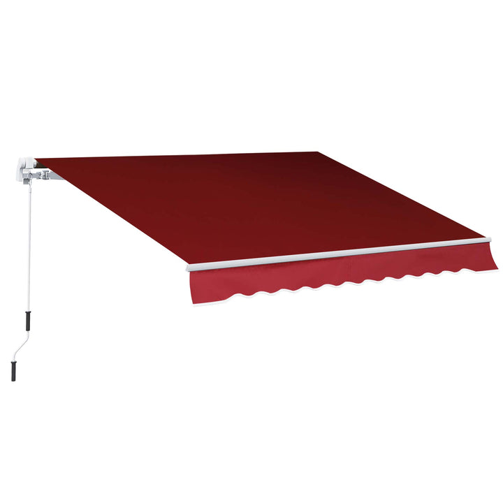 Outsunny Retractable Sun Shade Awning for Patio, Manual, Outdoor Deck Canopy Shelter, 2.5mx2m, Dark Red | Aosom UK