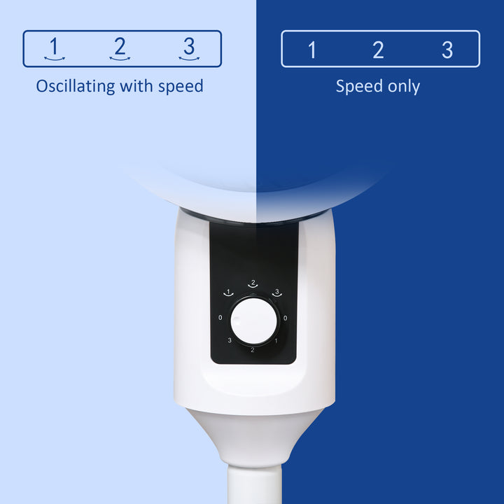 9'' Air Circulator Fan 3 Speed, 70° Oscillation 90° Vertical Tilt, Carry Handle, Pedestal Fan, Pedestal Fan for Living Room, Bedroom, Office, White and Black