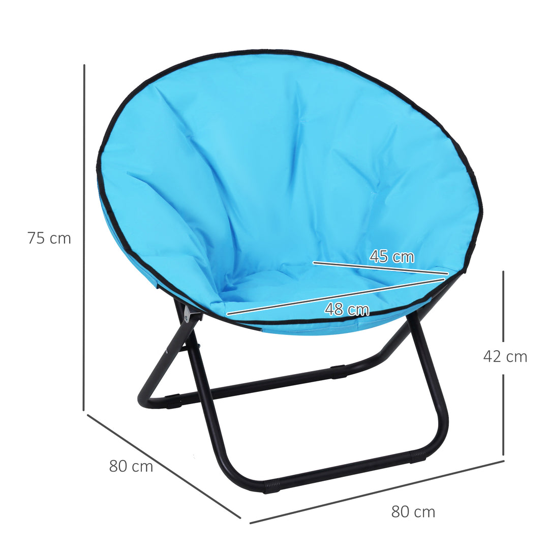 Camping Moon Chair, Portable Folding Camping Chair for Adults with Wide Padded Oxford Seat for Outdoor Camp, Travel, Fishing, Beach, Blue