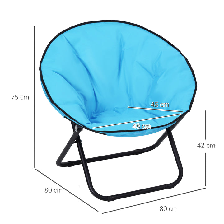 Camping Moon Chair, Portable Folding Camping Chair for Adults with Wide Padded Oxford Seat for Outdoor Camp, Travel, Fishing, Beach, Blue