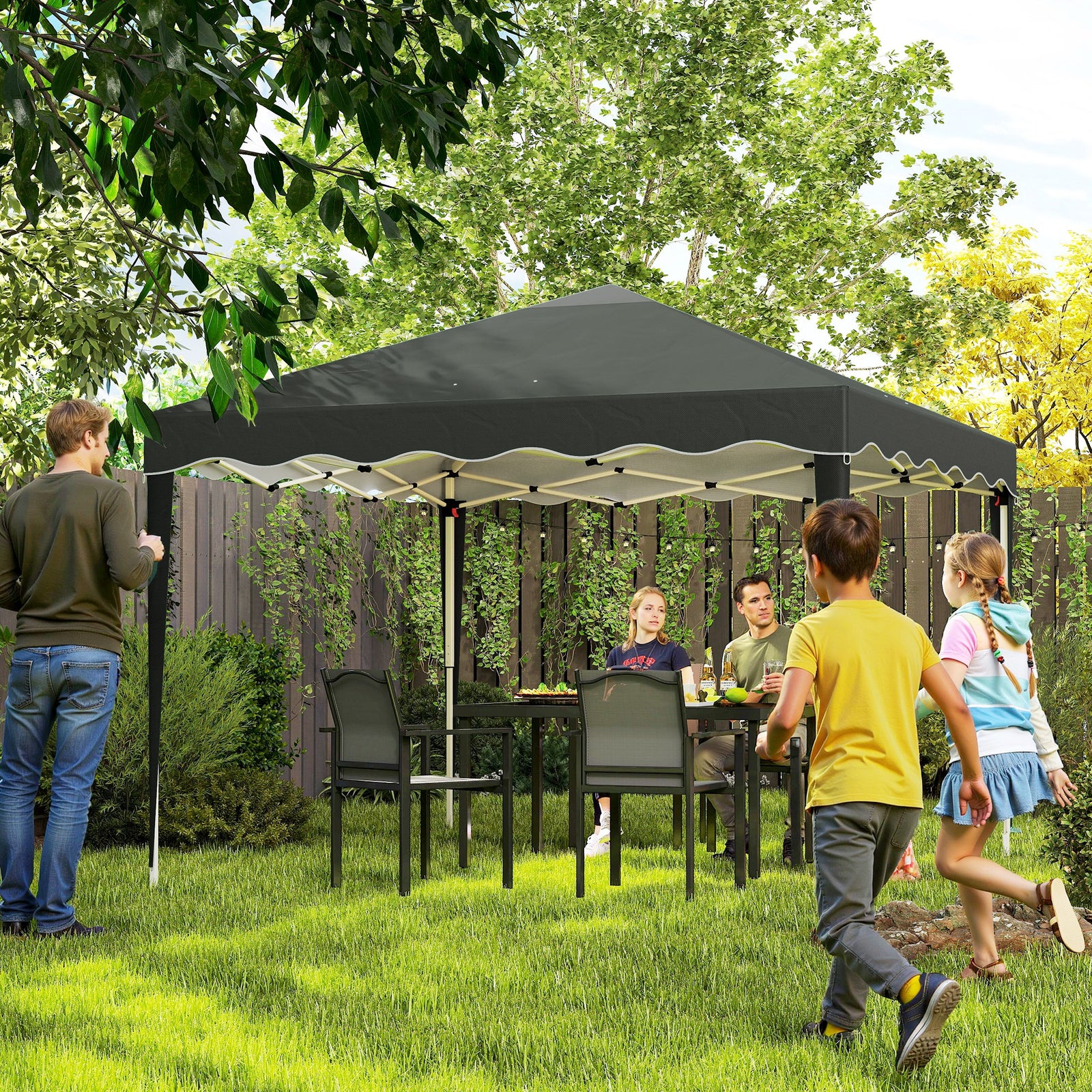 3 x 3cm Adjustable Height Pop-Up Gazebo, with Bag - Grey