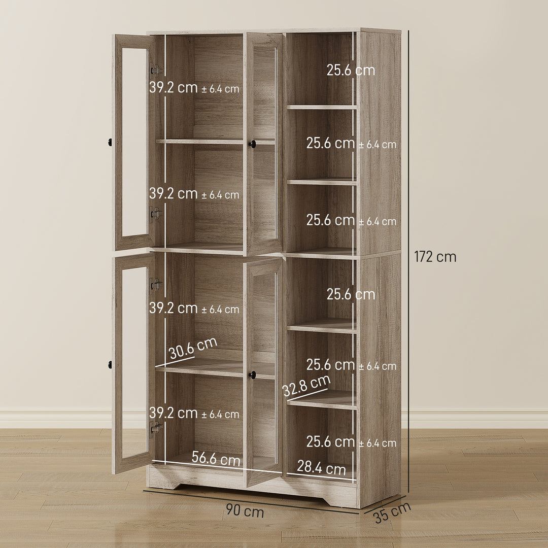 MCL Multi-Storage Kitchen Cabinet, with Glass Doors - Grey Wood-Effect