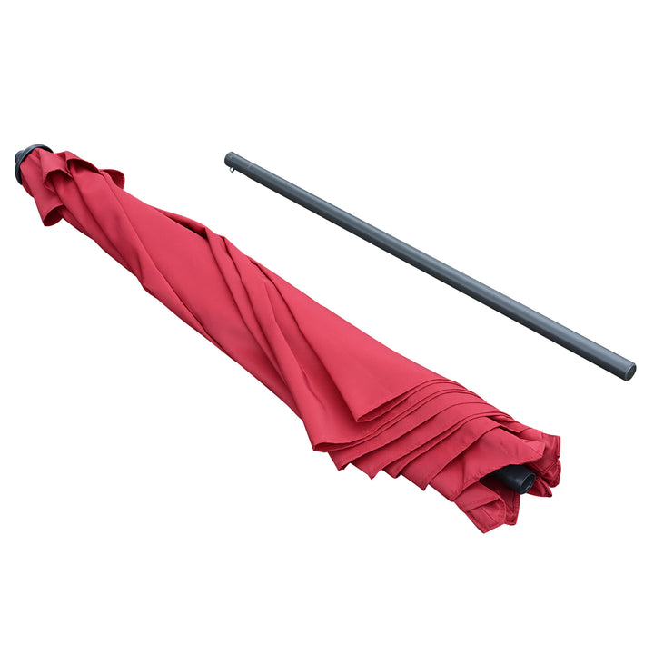 2.8m Garden Parasol Umbrella, Round Outdoor Market Table Umbrella Sun Shade Canopy, Wine Red