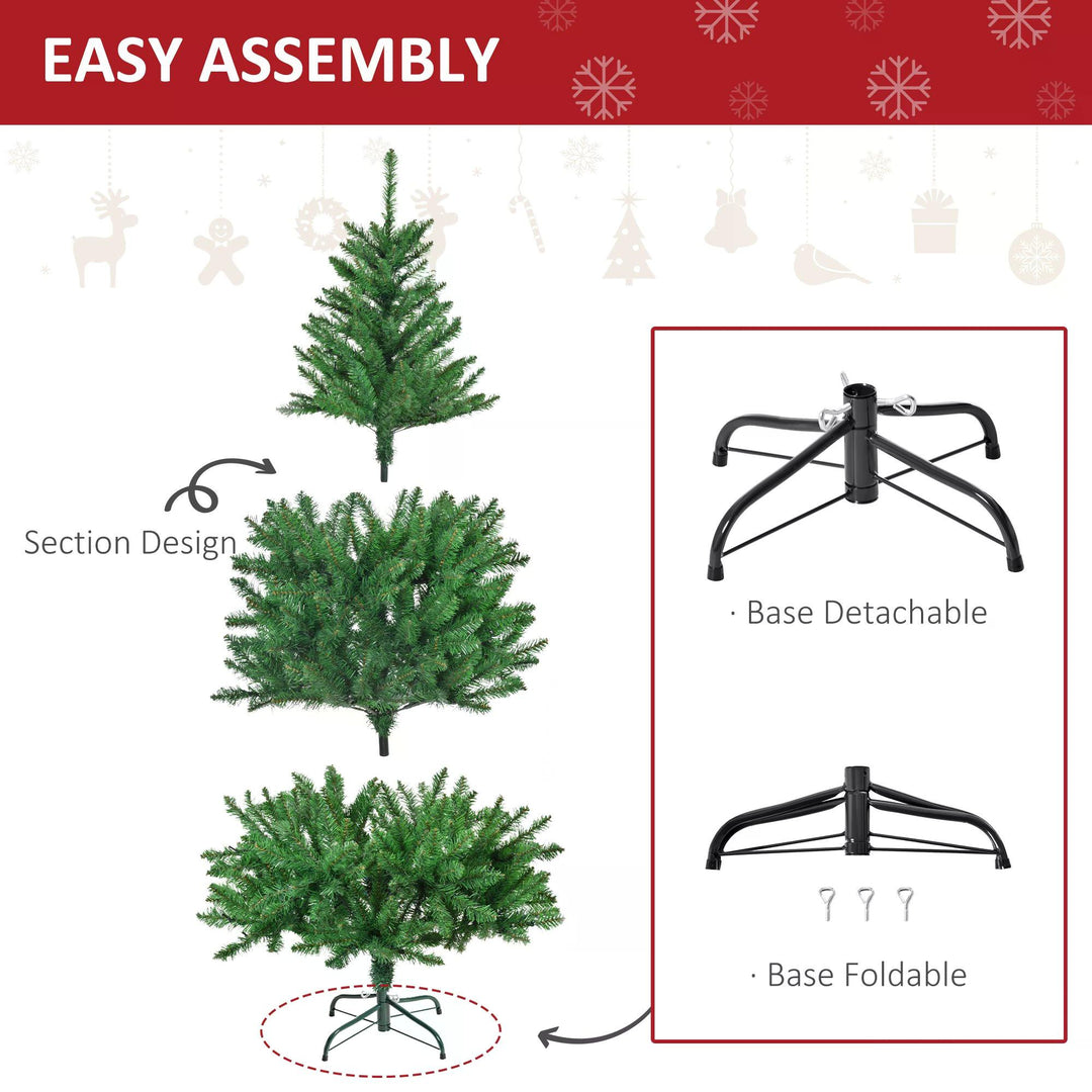 HOMCOM 5ft Prelit Christmas Tree Artificial Tree Warm White LED Light Holiday Home Xmas Decoration, Green | Aosom UK