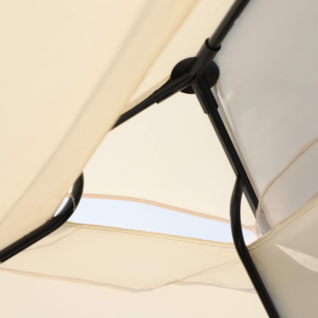 2-in-1 Convertible Gazebo Swing Chair Bed W/Netting, 245Lx165Wx243H cm-Beige/Black