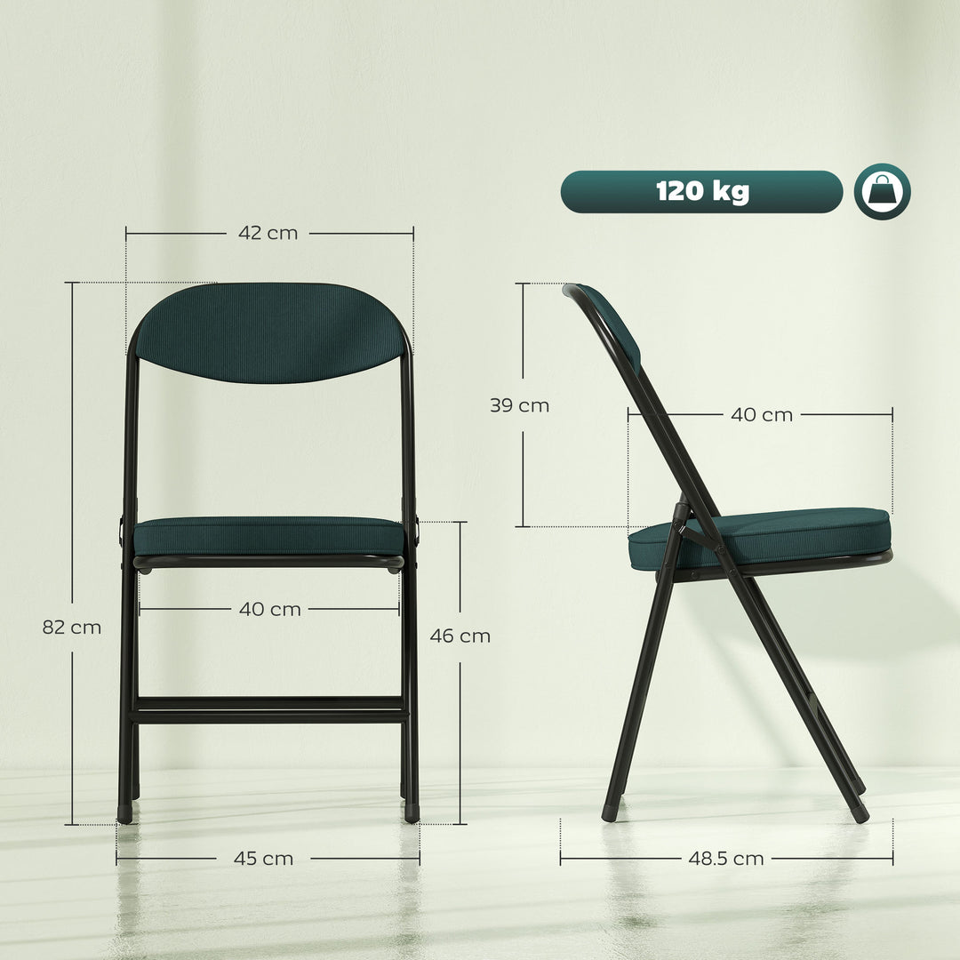 Set of Four Folding Corduroy Seat Chairs - Blue