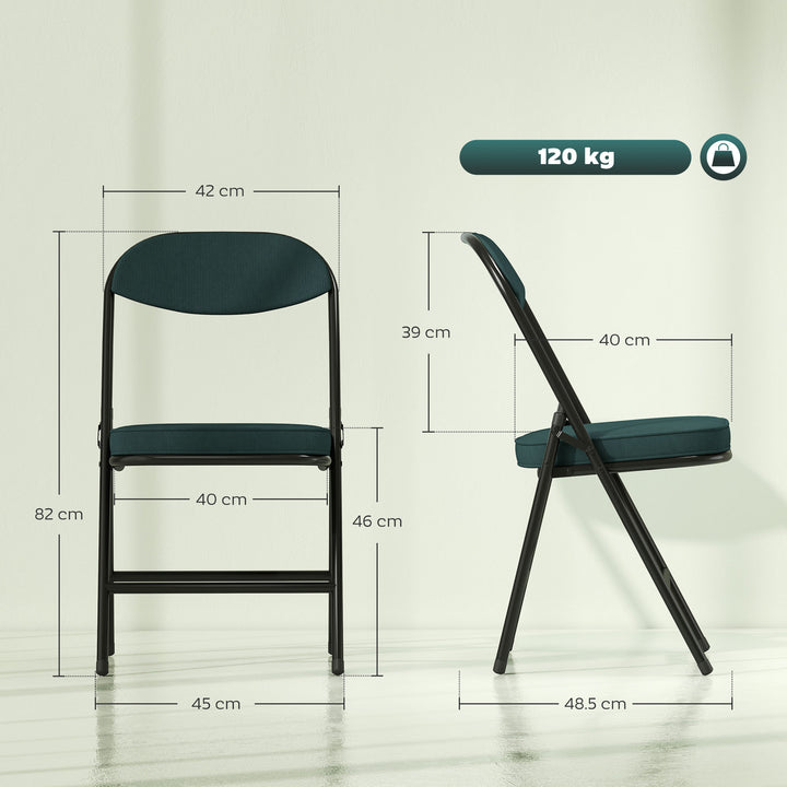 Set of Four Folding Corduroy Seat Chairs - Blue
