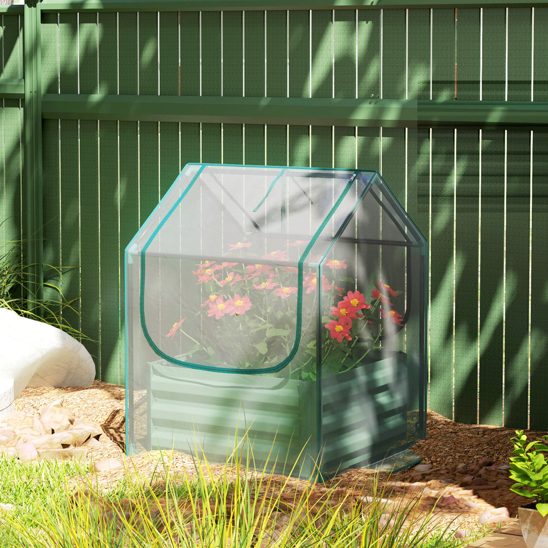 61 x 61cm Garden Planter Bed, with Cover - Green