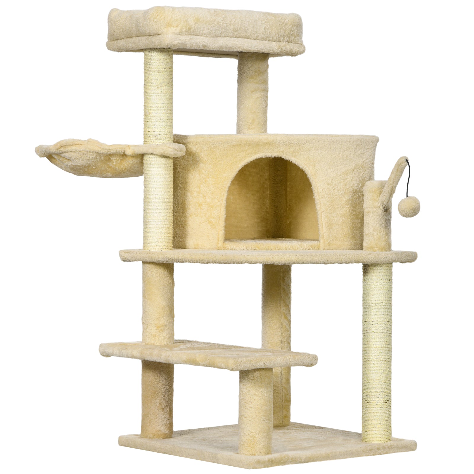 Sisal 100cm Cat Tree Tower with Sisal Scratching Post Cream White
