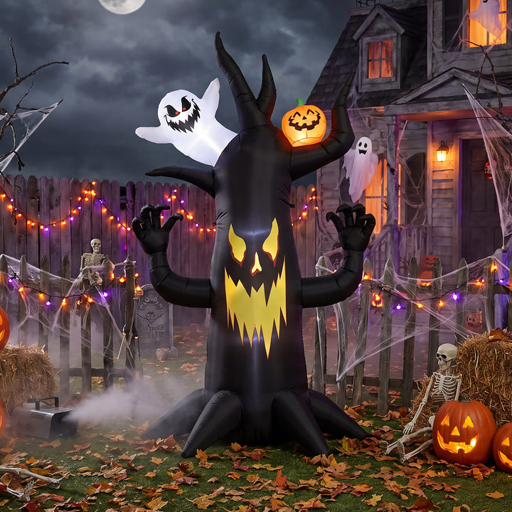 8 FT Halloween Inflatable Spooky Tree, Blow Up Decoration with Ghost a