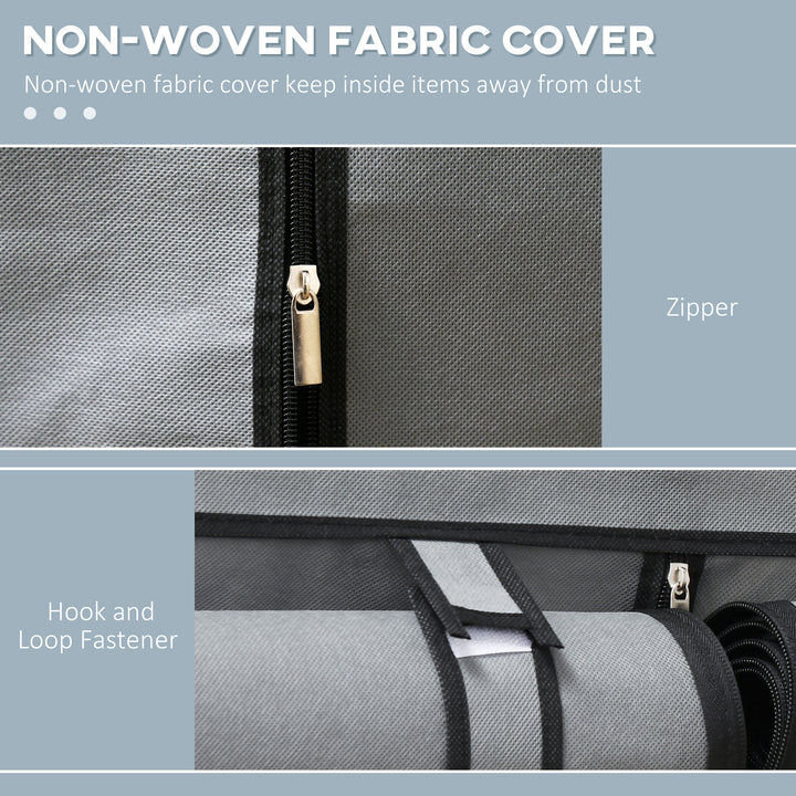 HOMCOM Portable Wardrobe, Fabric Cabinet, Foldable Clothes Organiser with 4 Shelves, 2 Hanging Rails, 118 x 49 x 170 cm, Light Grey.