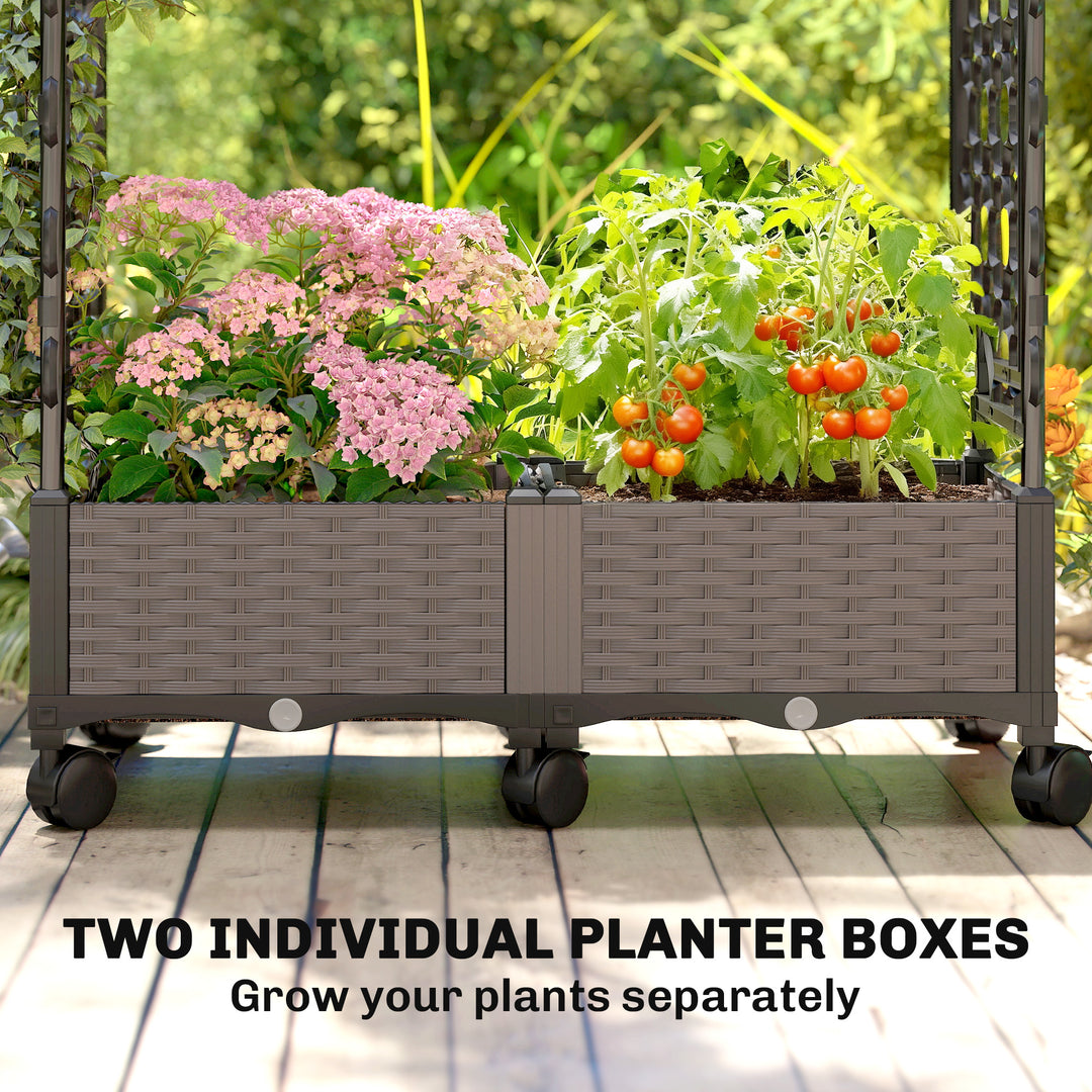 Raised Garden Bed with Arch Trellis, Raised Bed for Garden on Wheels w