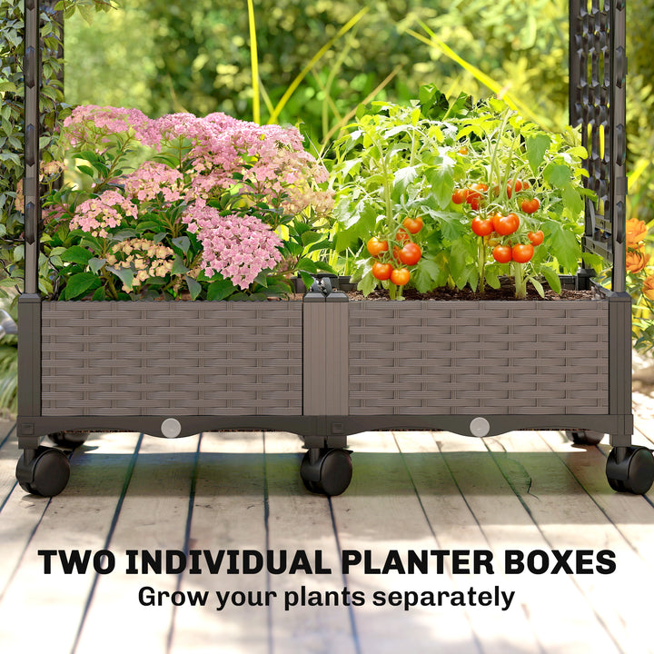 Raised Garden Bed with Arch Trellis, Raised Bed for Garden on Wheels w