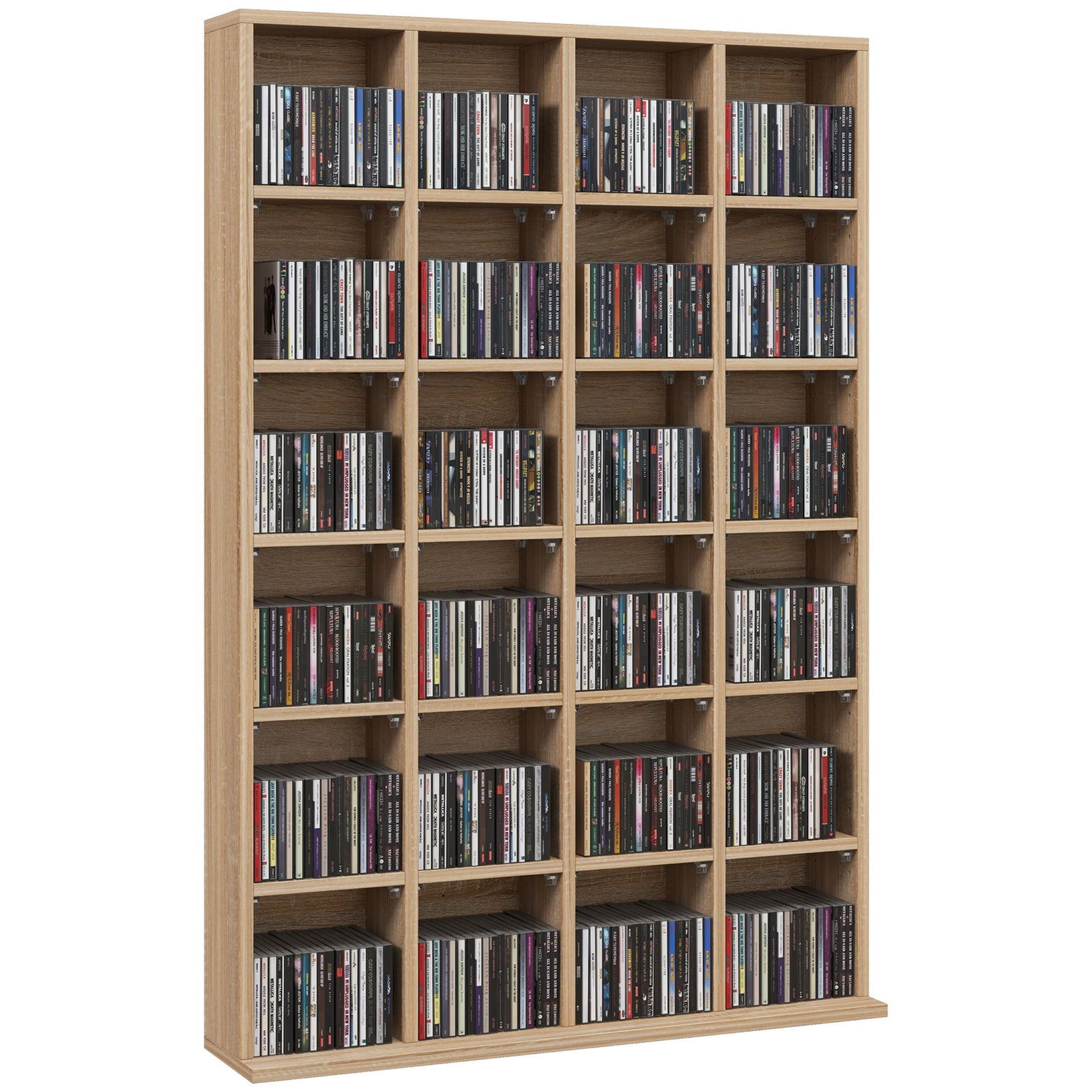 CD Storage Unit with Adjustable Shelves, 89 x 130.5 cm, Nature Wood Finish