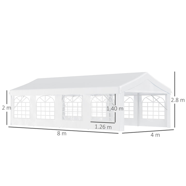 MCL 8m x 4m Garden Gazebo Marquee Wedding Shelter Level 4 Wind Protection, White