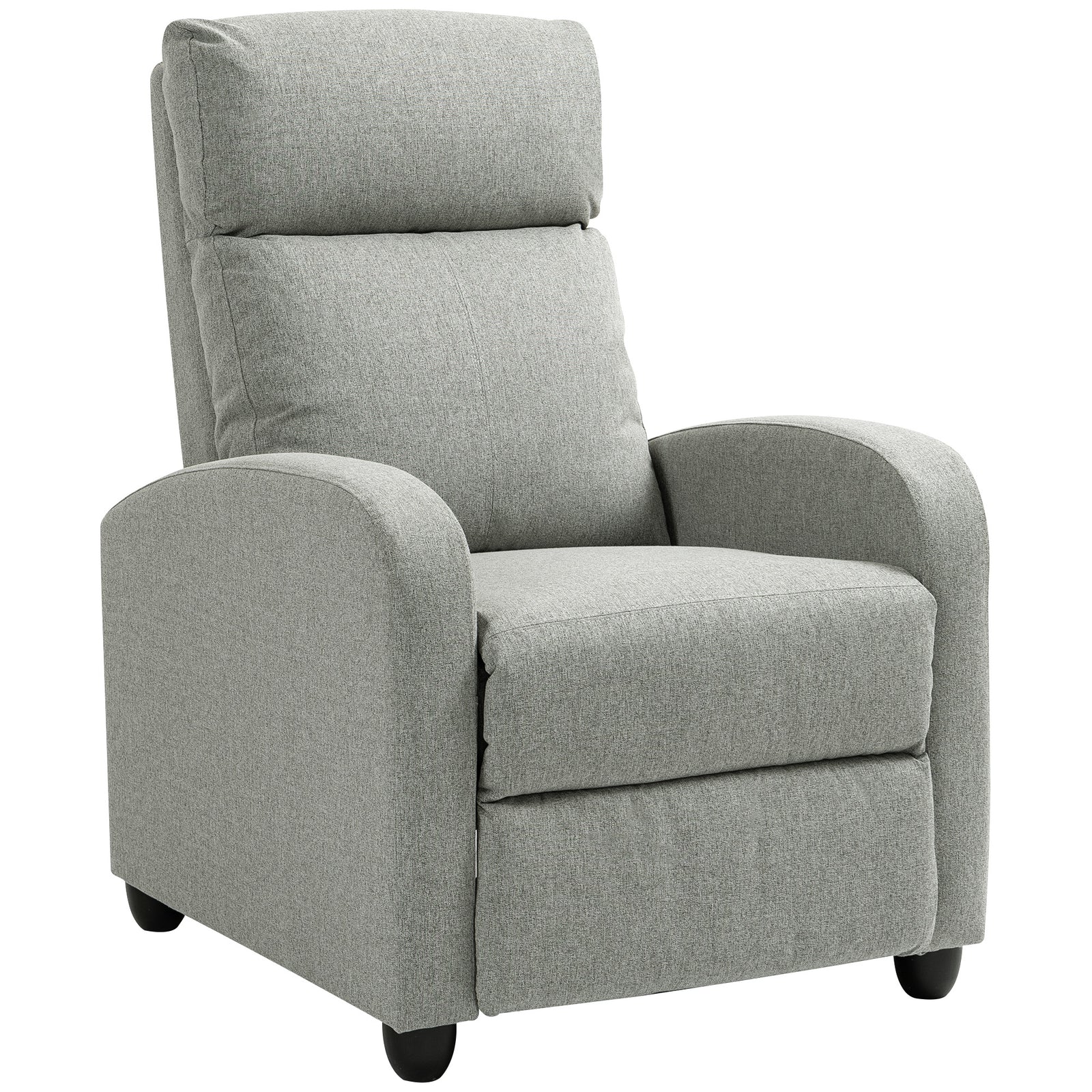 135° Push Back Recliner Armchair, with Footrest - Grey