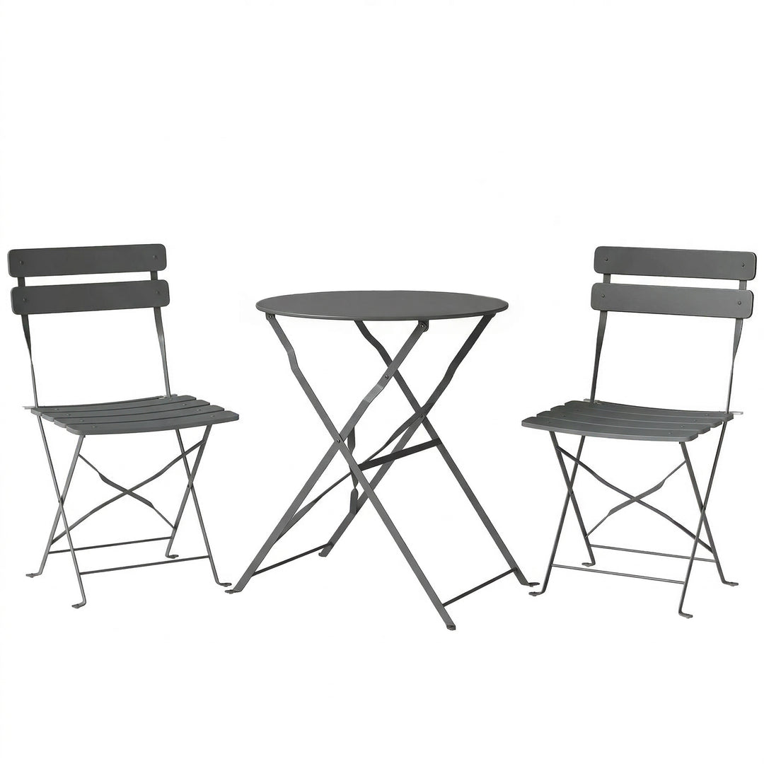 Folding Garden Bistro Set, Outdoor Round Bistro Table and Chairs Set 2