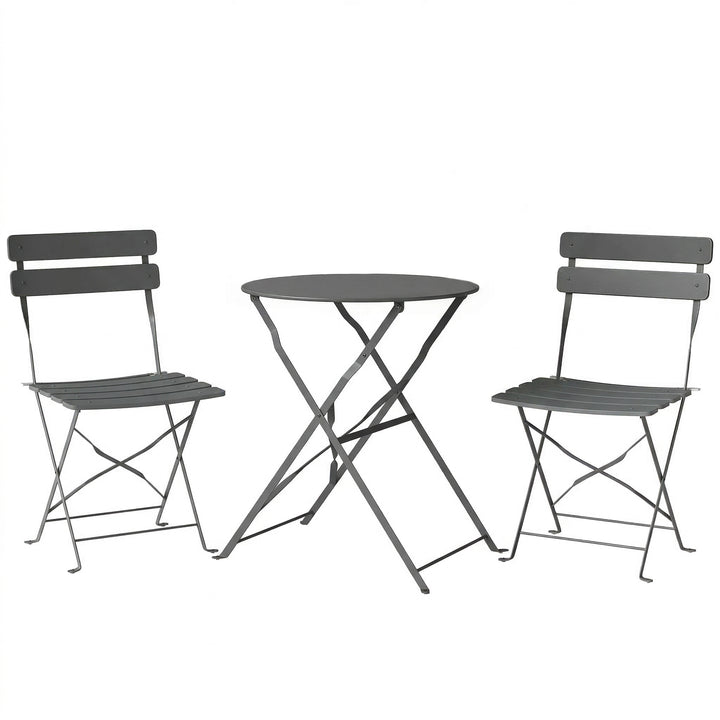 Folding Garden Bistro Set, Outdoor Round Bistro Table and Chairs Set 2