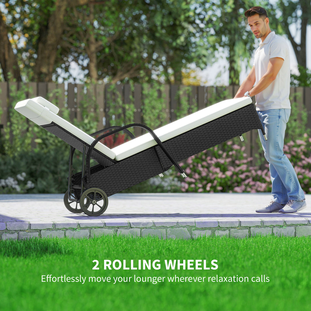 MCL 2 Seater Rattan Sun Lounger Set with Side Table Black