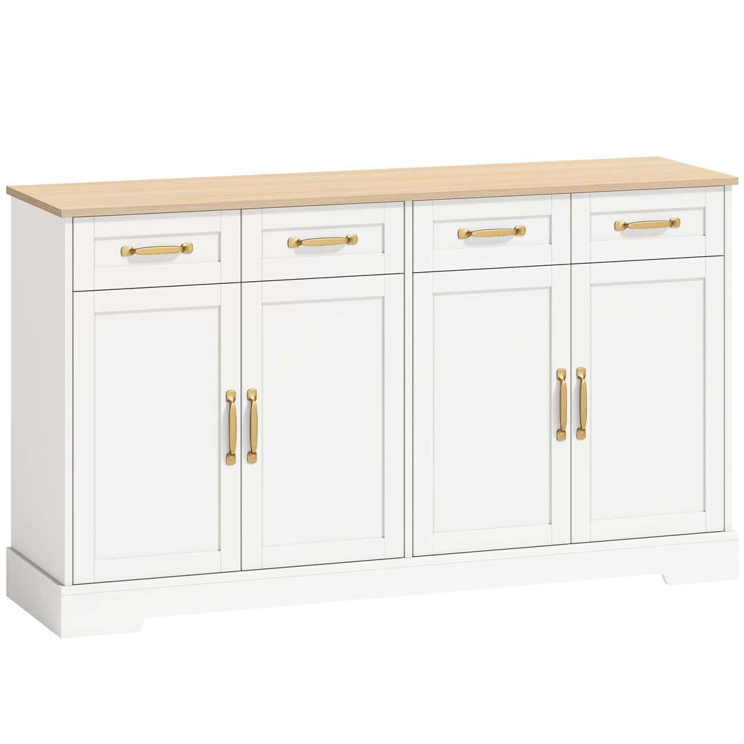 Sideboard Buffet Cabinet, 140 cm Kitchen Storage Cabinet with 4 Drawer