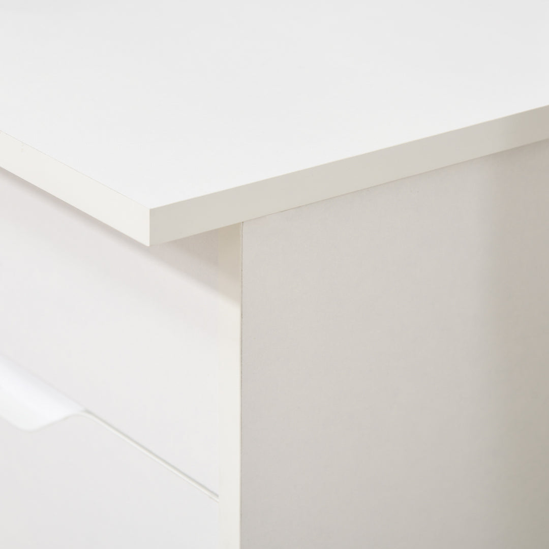 Computer Desk with Drawers, High Gloss Home Office Desk with Storage Cabinet, Study Workstation, 120 x 60cm, White
