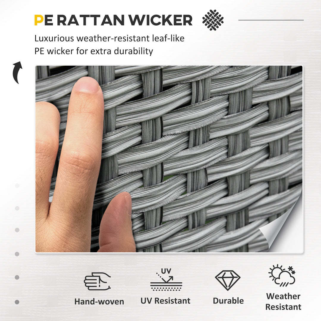 MCL 6 Pieces Rattan Garden Furniture Set, 6 Seater Garden Sofa Set with Glass Top Dining Table, Loveseat, 2 Armchairs and Ottomans, Wicker Outdoor Conservatory Furniture for Patio, Grey