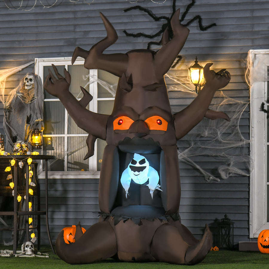 8FT 2.4m Halloween Inflatable Tree Floating Ghost, Build-in LEDs Blow Up Scary Decorations for Party Outdoor Indoor Yard Garden Holiday Décor