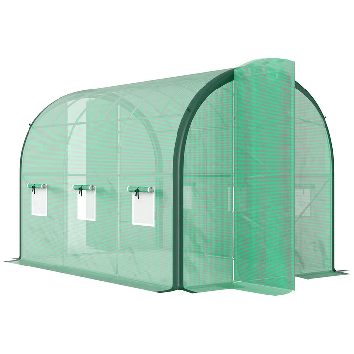 3 x 2(m) Polytunnel Greenhouse, with Windows and Doors - Green