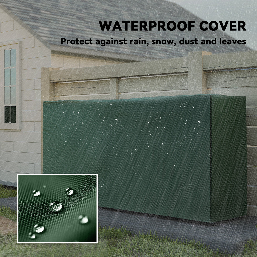 Outsunny Firewood Rack with Waterproof Cover, Heavy Duty Metal Log Store Indoors, Log Storage Holder for Outdoor Indoor Fireplace, 200 x 36 x 99 cm, Dark Green