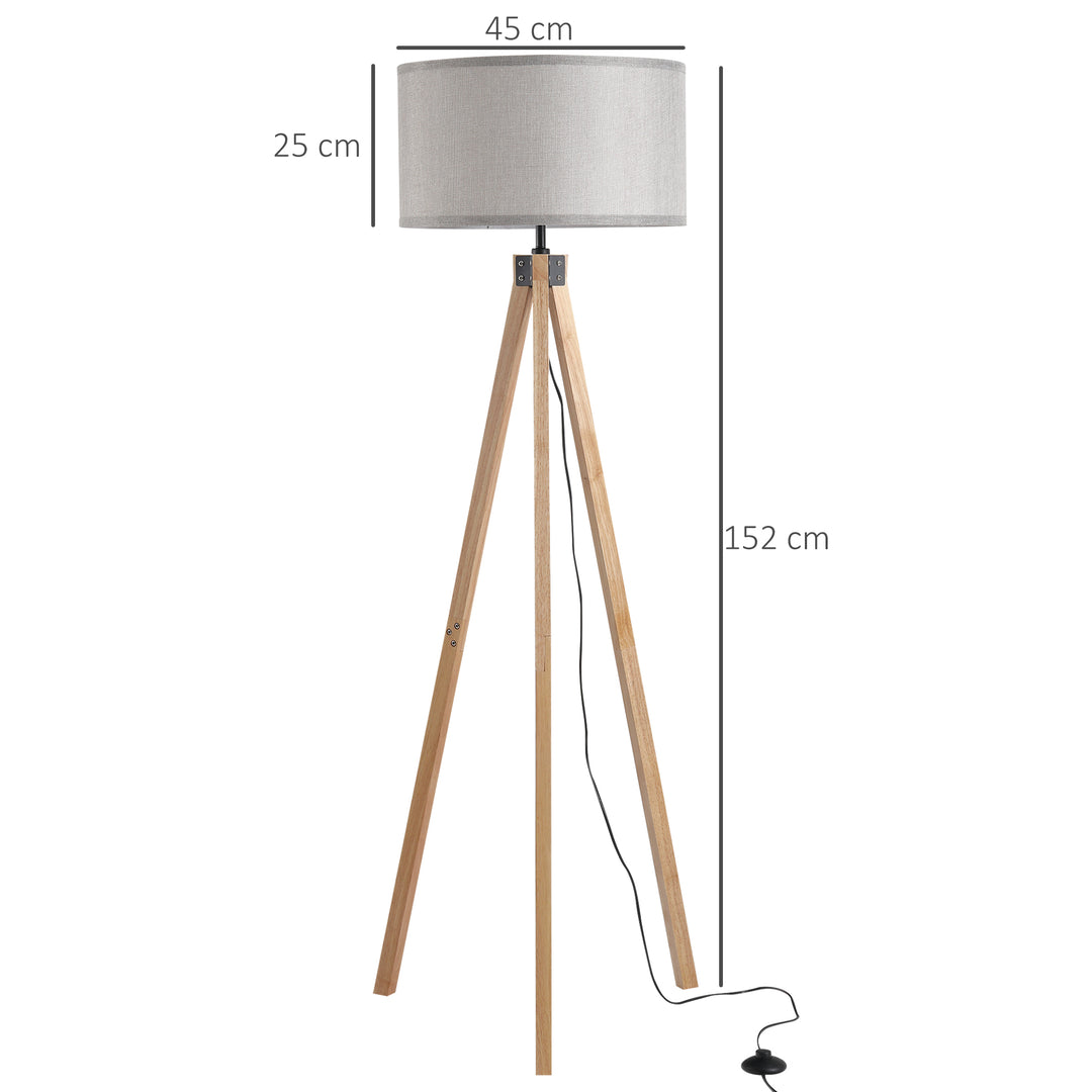 HOMCOM 5FT Elegant Wood Tripod Floor Lamp Free Standing E27 Bulb Lamp Versatile Use for Home Office