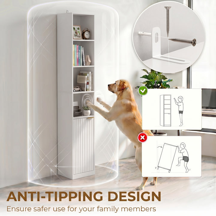 Bookcase Adjustable Shelf Bookshelf Anti-Tip Hardware 6-Tier Storage C