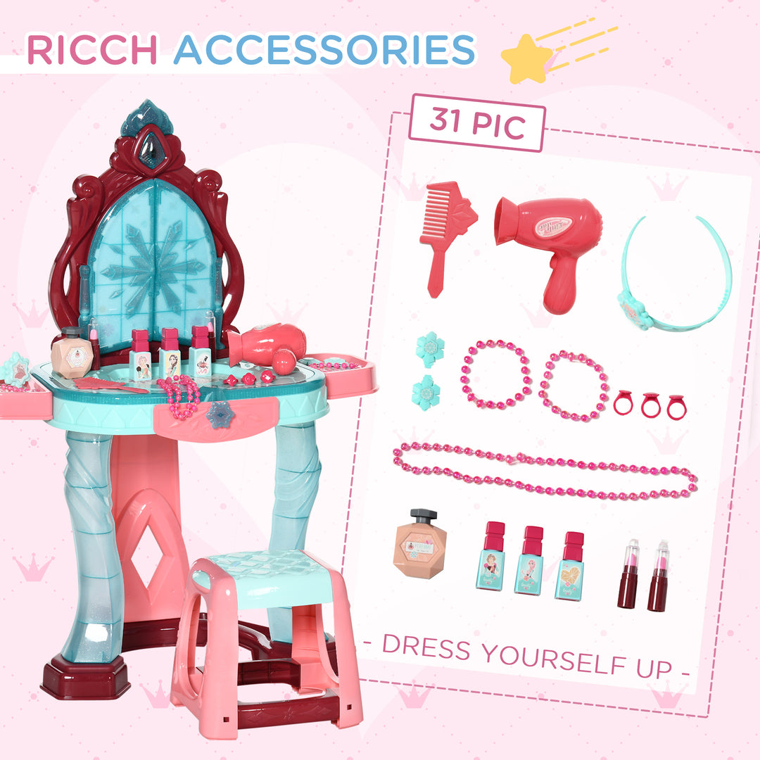 MCL 31 Piece Kids Dressing Playset, with Magical Princess Mirror, Light and Sound - Pink and Blue