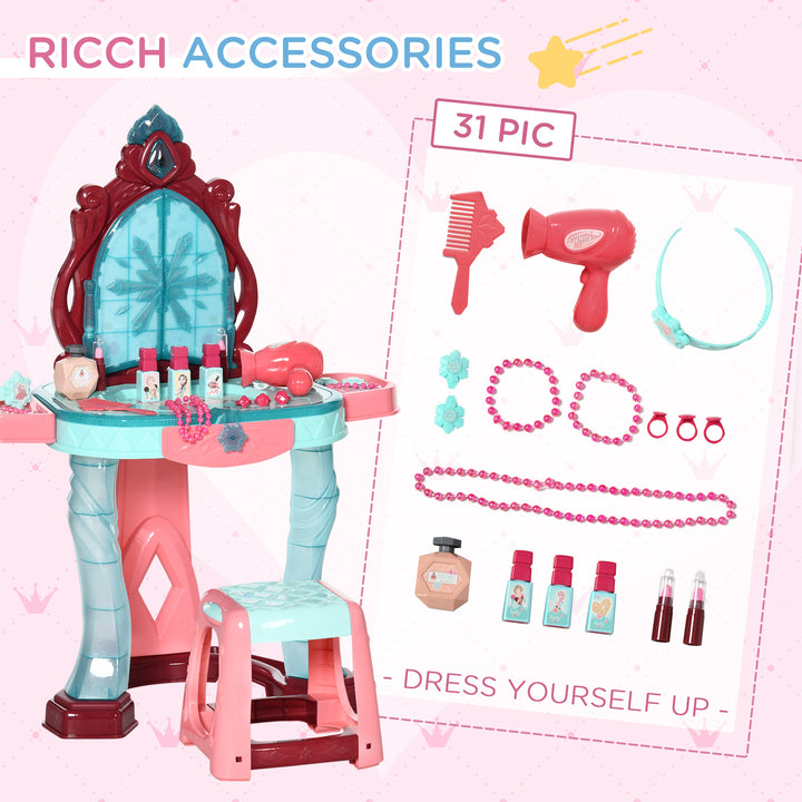 MCL 31 Piece Kids Dressing Playset, with Magical Princess Mirror, Light and Sound - Pink and Blue